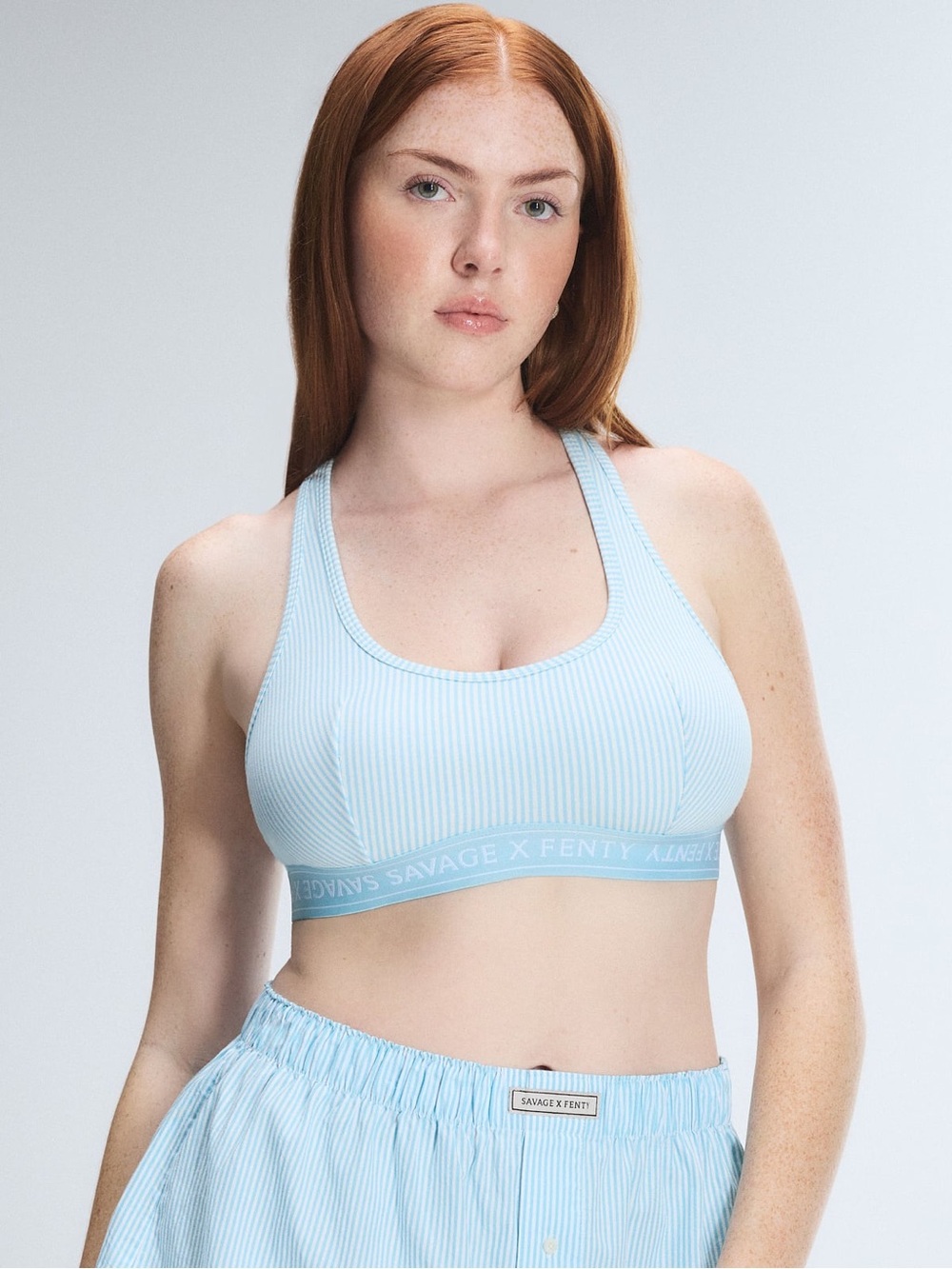 Savage X Fenty Pale Blue Ribbed Scoop Sports Bra